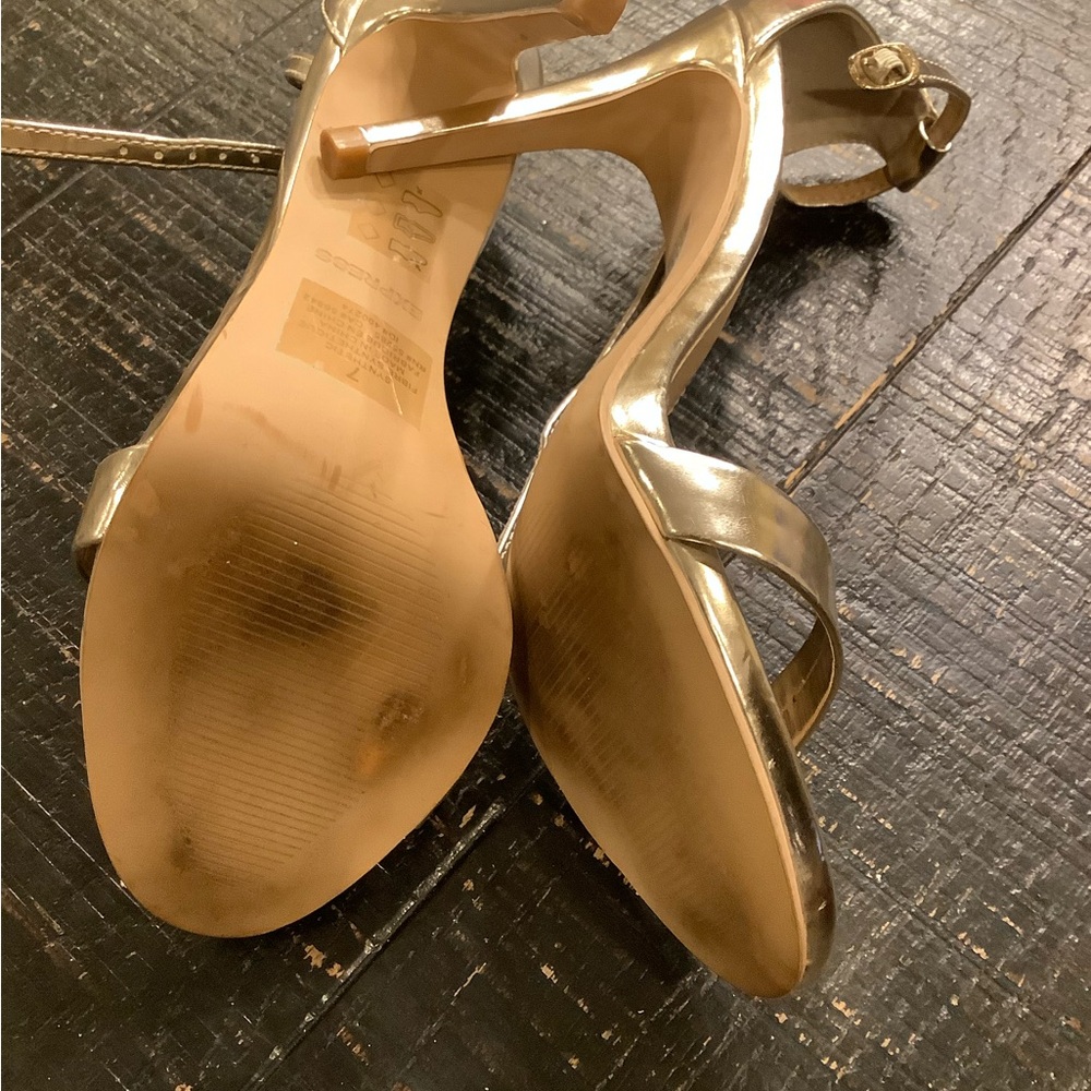 Express Shiny Gold Strappy Heels - Picture 4 of 6